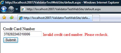 Credit Card Number ASP.NET Validator